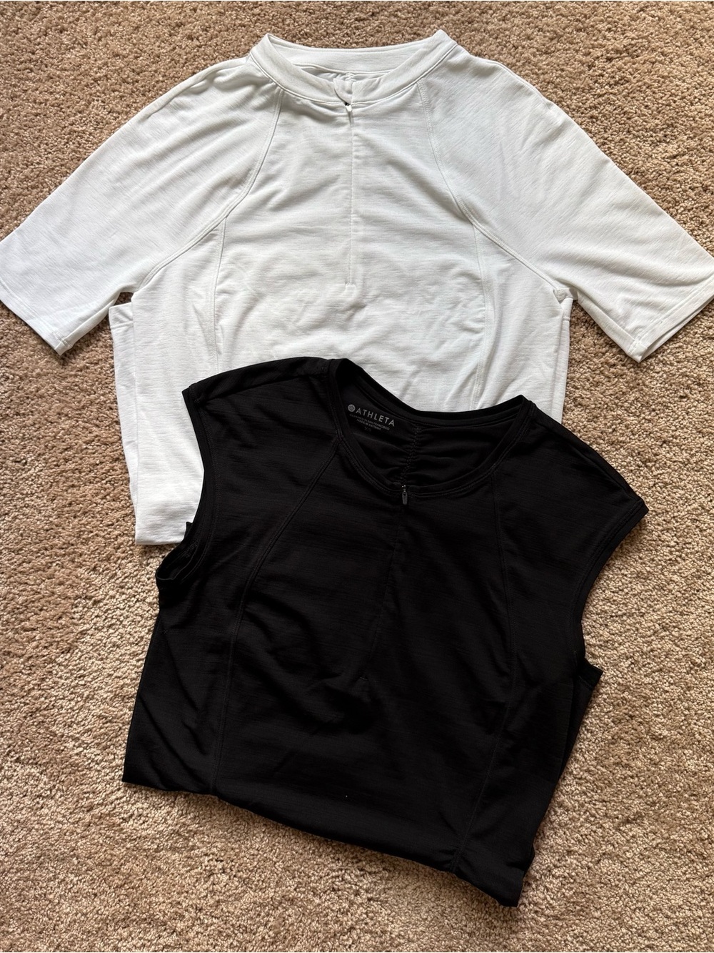 Athleta Black Sleeveless Tank and White Short-Sleeve Top